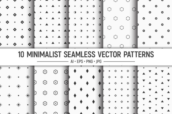 10 Minimalist Shapes Seamless Patterns