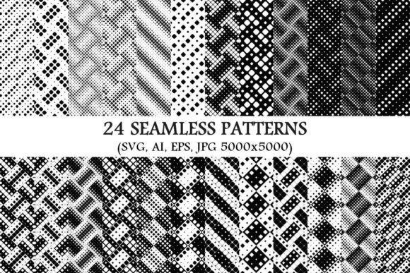 24 Monochrome Seamless Square Patterns: Versatile, Scalable Backgrounds for Every Creator