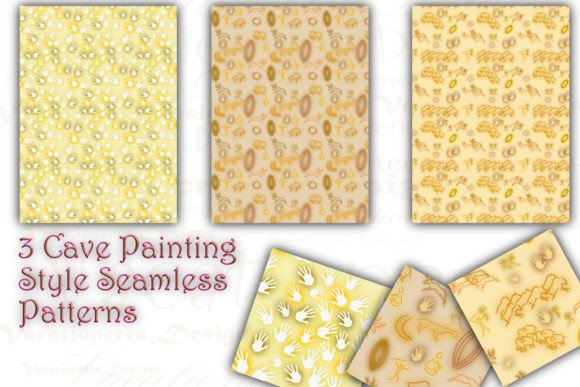 3 Cave Painting Style Seamless Patterns