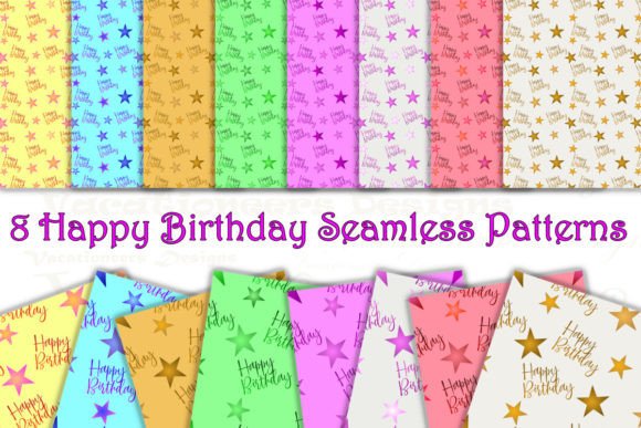 8 Happy Birthday Star Seamless Patterns