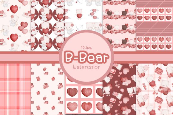 B-BEAR Watercolor Valentine Patterns