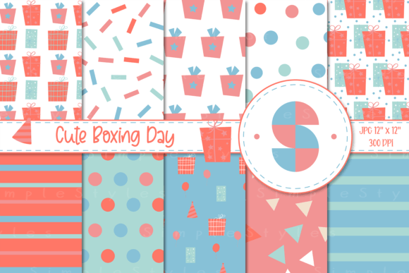 Cute Boxing Day Patterns Digital Paper