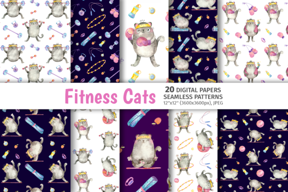 Cute Cats Yoga & Fitness Patterns