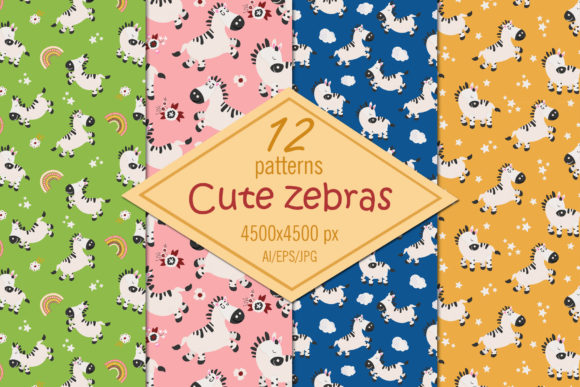 Cute Zebras - Seamless Patterns