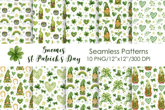 Gnomes Patrick’s Day Seamless Patterns