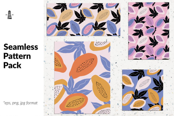 Hand-Drawn Papaya Fruit Seamless Patterns: A Versatile Vector Resource for Designers and Creatives