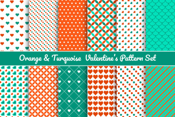 Orange Turquoise Valentine’s Patterns
