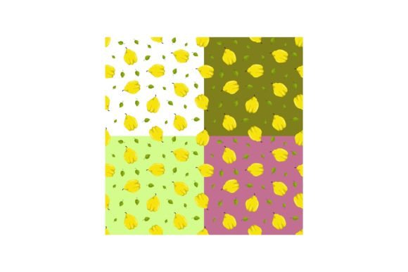 Quince Fruit Seamless Patterns