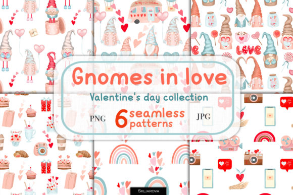 Valentines Gnomes Seamless Patterns