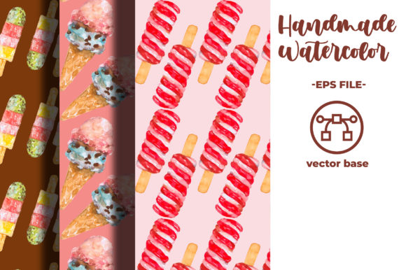 Watercolor Ice Cream Patterns